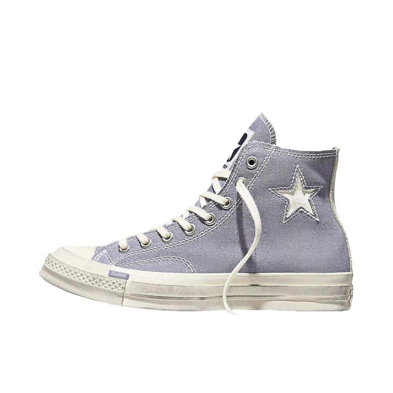 推荐商品：Converse/匡威 Chuck 70 帆布鞋 防滑耐磨薄底轻便透气舒适百搭复古时尚贴合圆头流光风 Madhappy联名/灰色/紫色