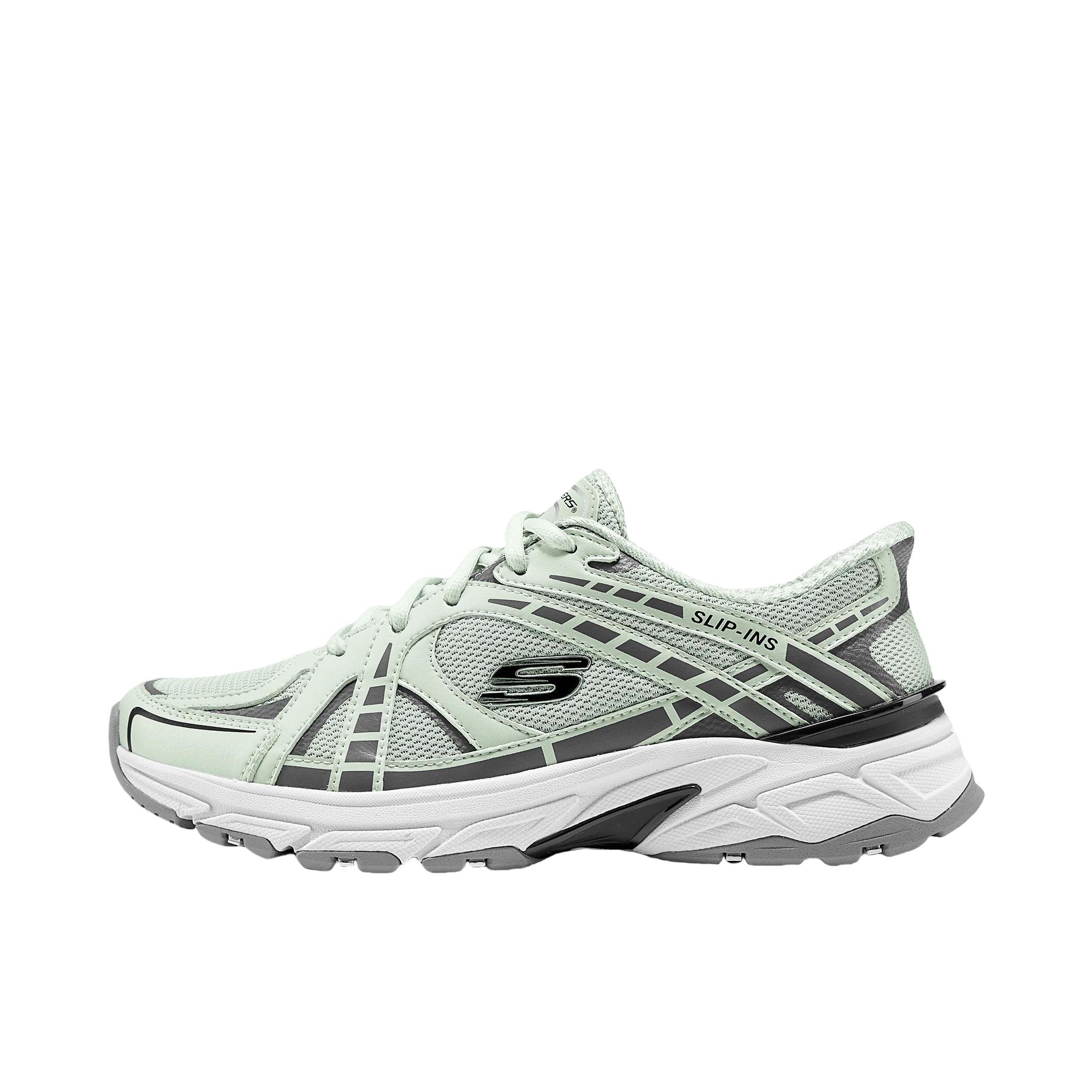 推荐商品：Skechers/斯凯奇 SPORT WOMENS 复古 低帮 系带 舒适 老爹鞋 女款/灰色/薄荷色