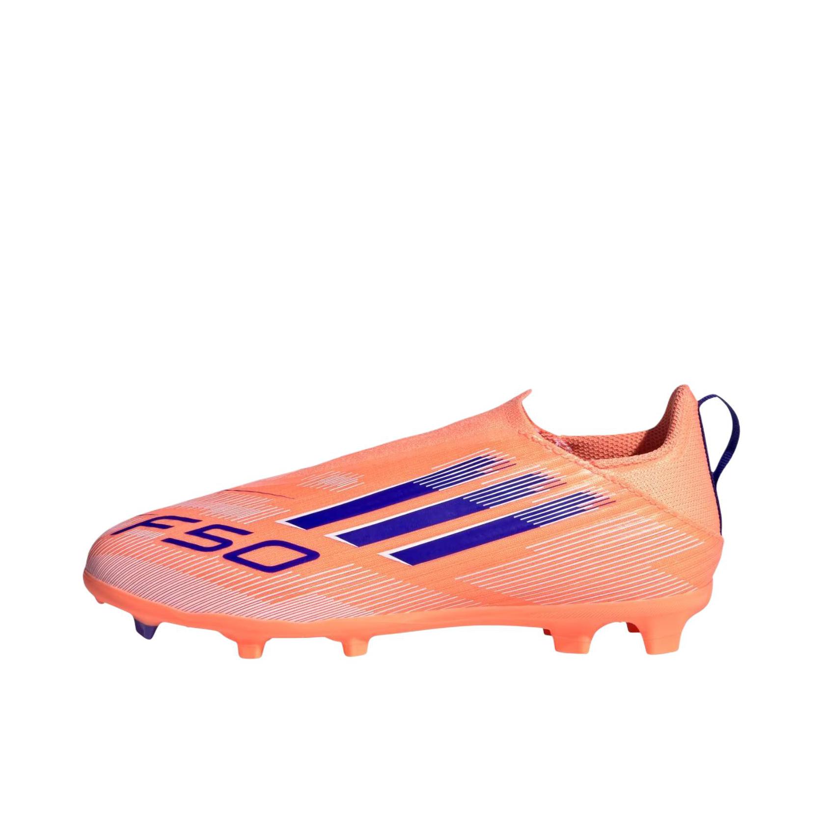 推荐商品：adidas F50 Elite FG 足球鞋 顶级胶质长钉天然硬草地耐用支撑 大童/光束橙/蓝色