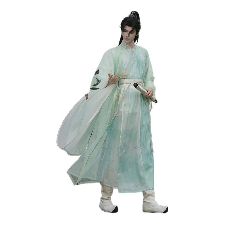 推荐商品：孤鲤 大袖刺绣长袖汉服 007 绿