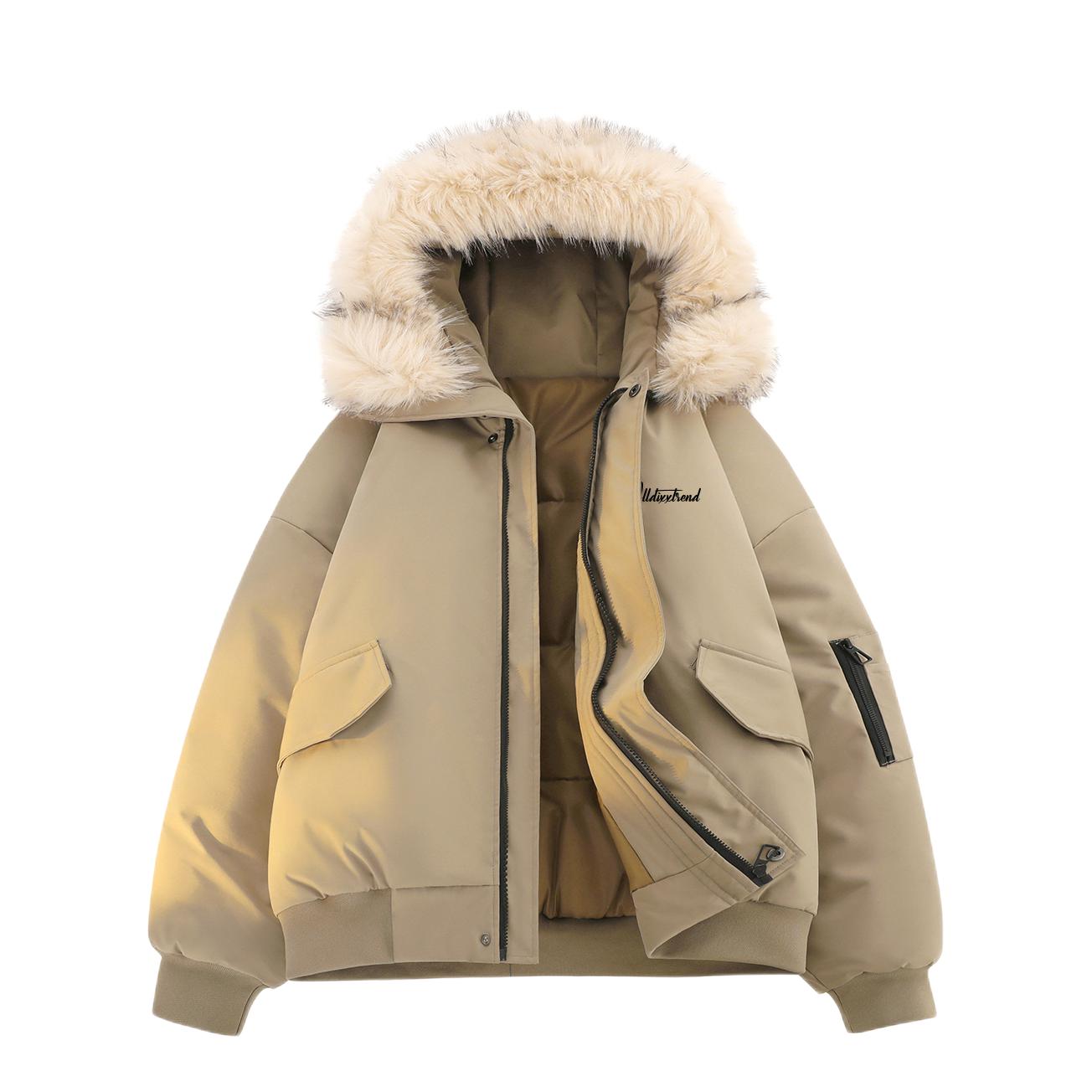 推荐商品：DIXX 加厚防风防水连帽棉服 JH2509 卡其