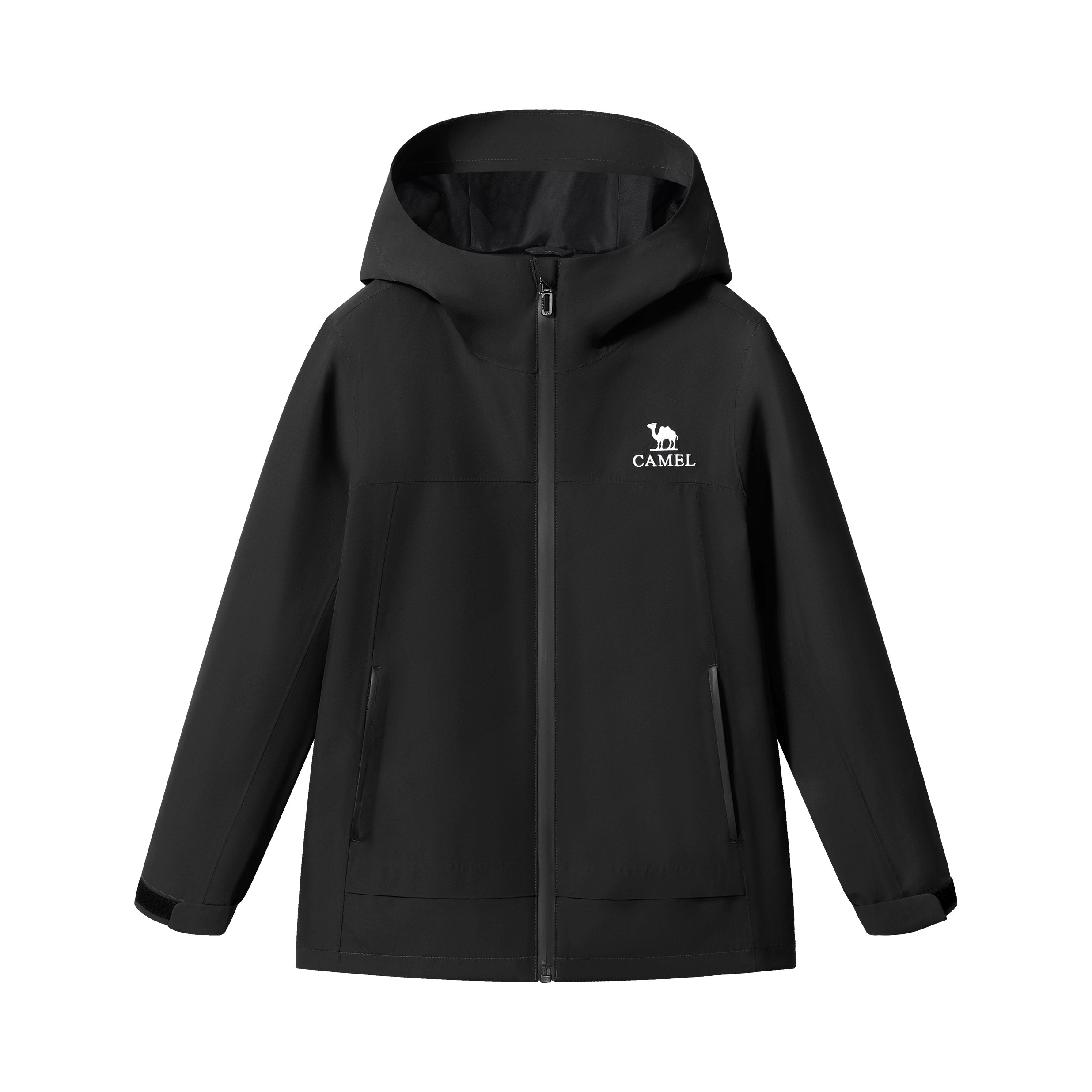 推荐商品：Camel/骆驼童装 防泼水防风透湿抗皱冲锋衣 中大童 765CA9E026 幻影黑