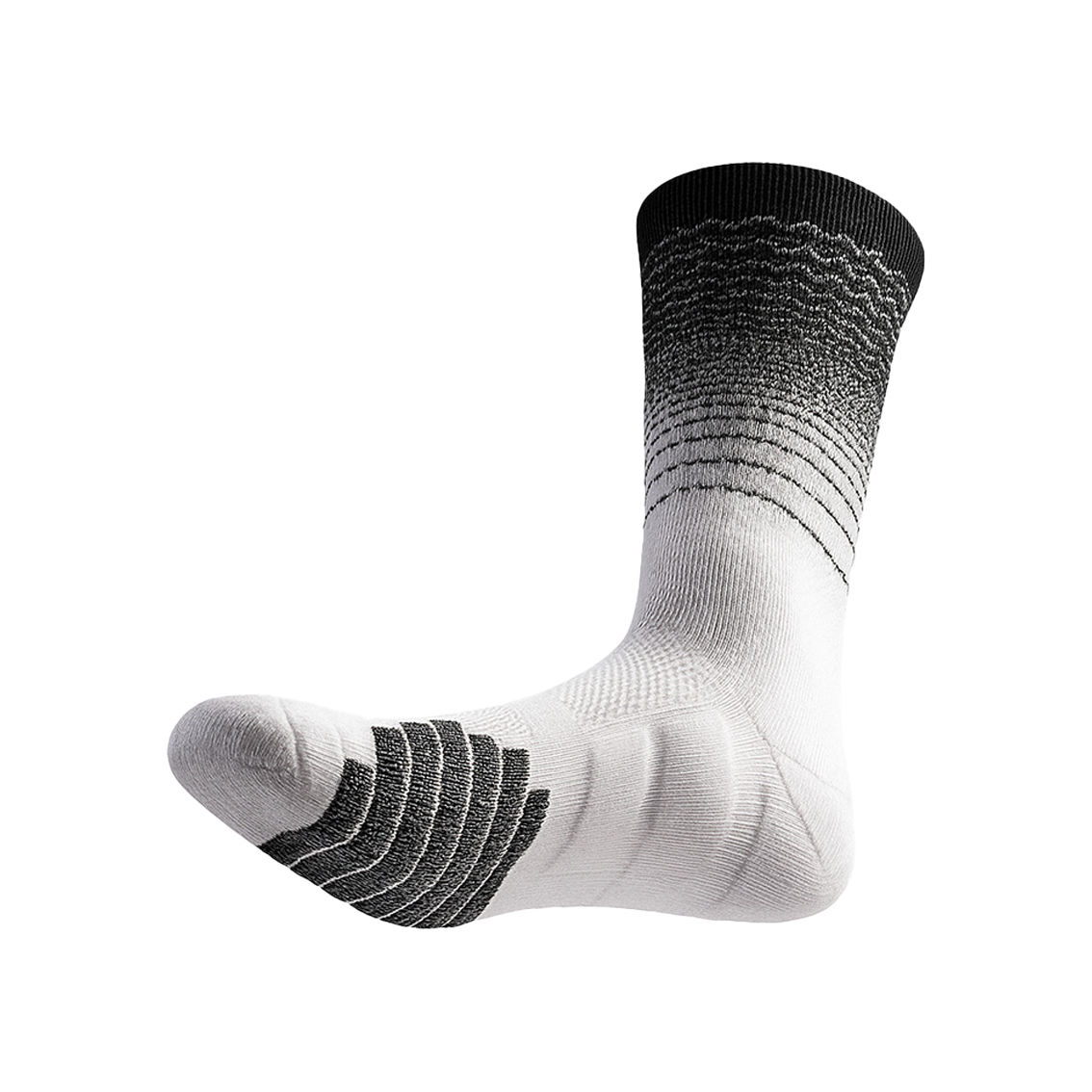 推荐商品：乐兜 渐变条纹加厚防滑运动毛巾底中筒袜