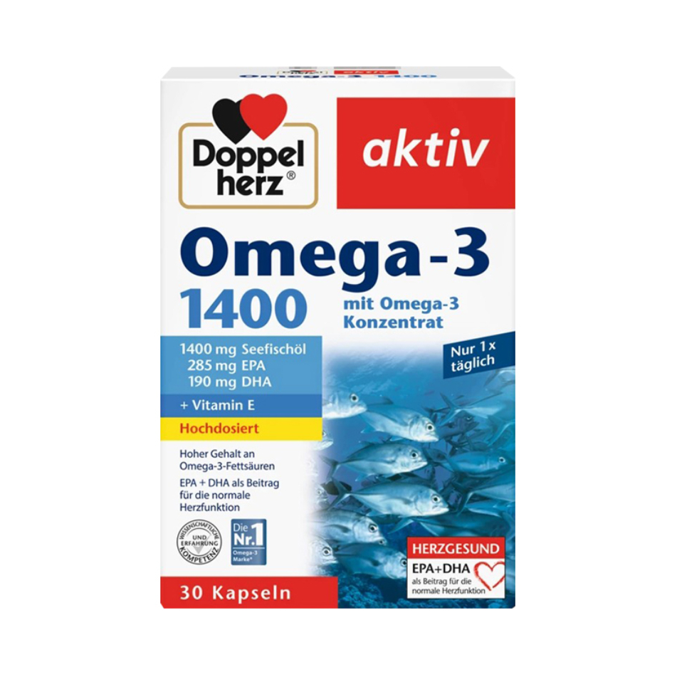 推荐商品：Doppelherz/双心 无腥深海鱼油软胶囊 盒装 呵护心脑血管护眼