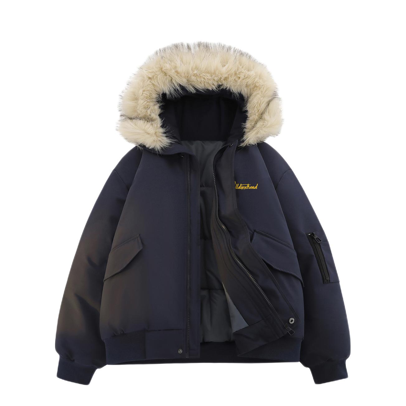 推荐商品：DIXX 加厚防风防水连帽棉服 JH2509 藏青