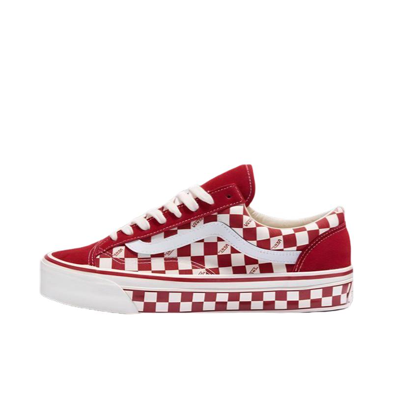 推荐商品：Vans/范斯 Style 36 滑板鞋 板鞋 舒适轻便防滑耐磨复古百搭帆布拼接防水运动 白色/红色