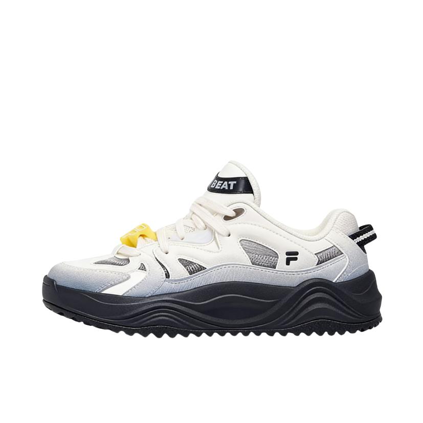 推荐商品：【章昊同款】 FILA/斐乐 TARANTO 旋律鞋 板鞋 厚底面包系带街头风合成革圆头复古滑板耐穿 女款/雪白色