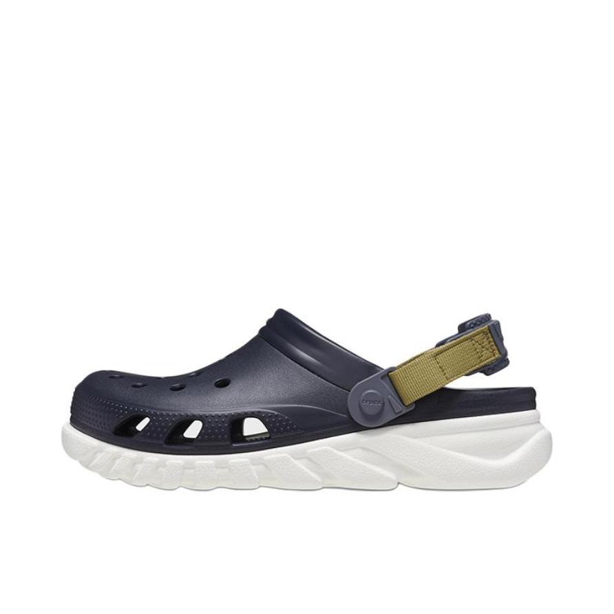 推荐商品：Crocs/卡骆驰 Duet Max Clog 蜗轮 沙滩包头 外穿 百搭 时尚潮流 运动风格 柔软 舒适透气 防滑耐磨 户外 拖鞋 洞洞鞋 凉鞋 深蓝