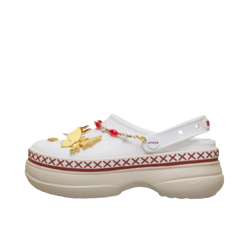 推荐商品：Crocs/卡骆驰 Stacked Crimson Gallop Clog 凉鞋 简约包头一脚蹬厚底 米色/白色