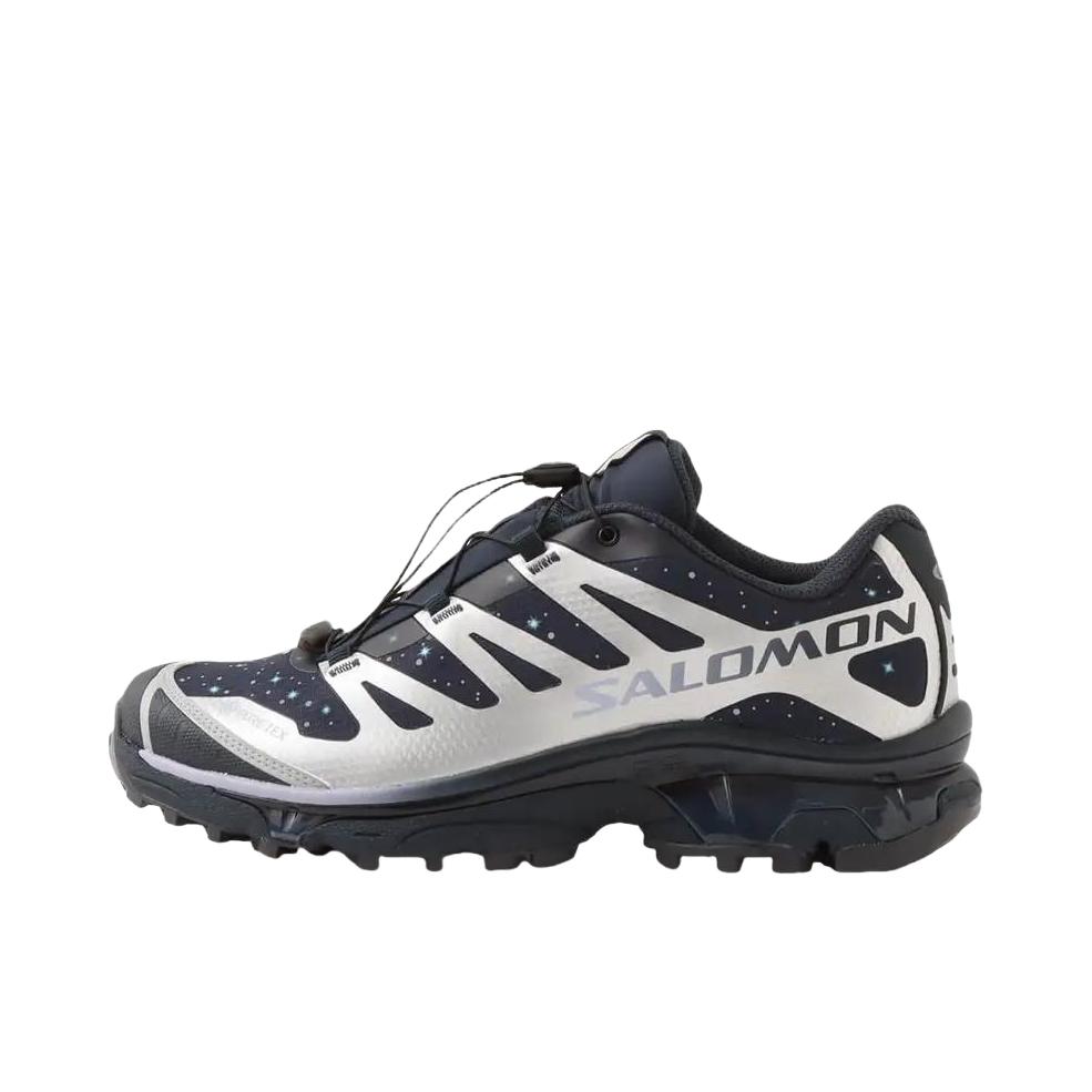 推荐商品：Salomon/萨洛蒙 XT-4 OG 包裹性 减震回弹 网布透气 防滑耐磨 越野 户外休闲鞋 atmos联名/银色/蓝色 