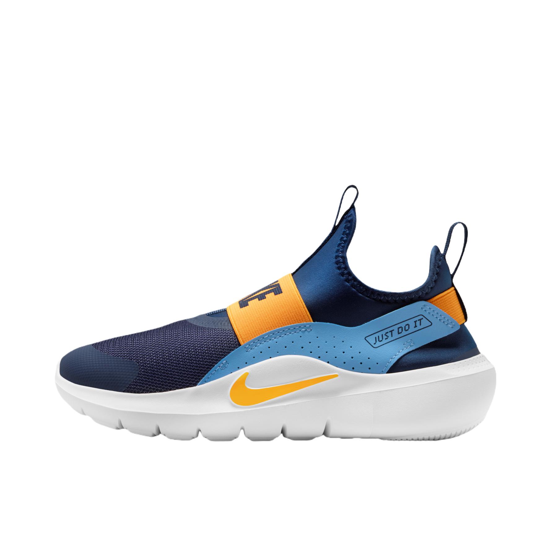 推荐商品：Nike Flex Runner 4 跑鞋 一脚蹬易穿脱贴合训练支撑 大童/深藏青/激光橙/大学蓝/白色