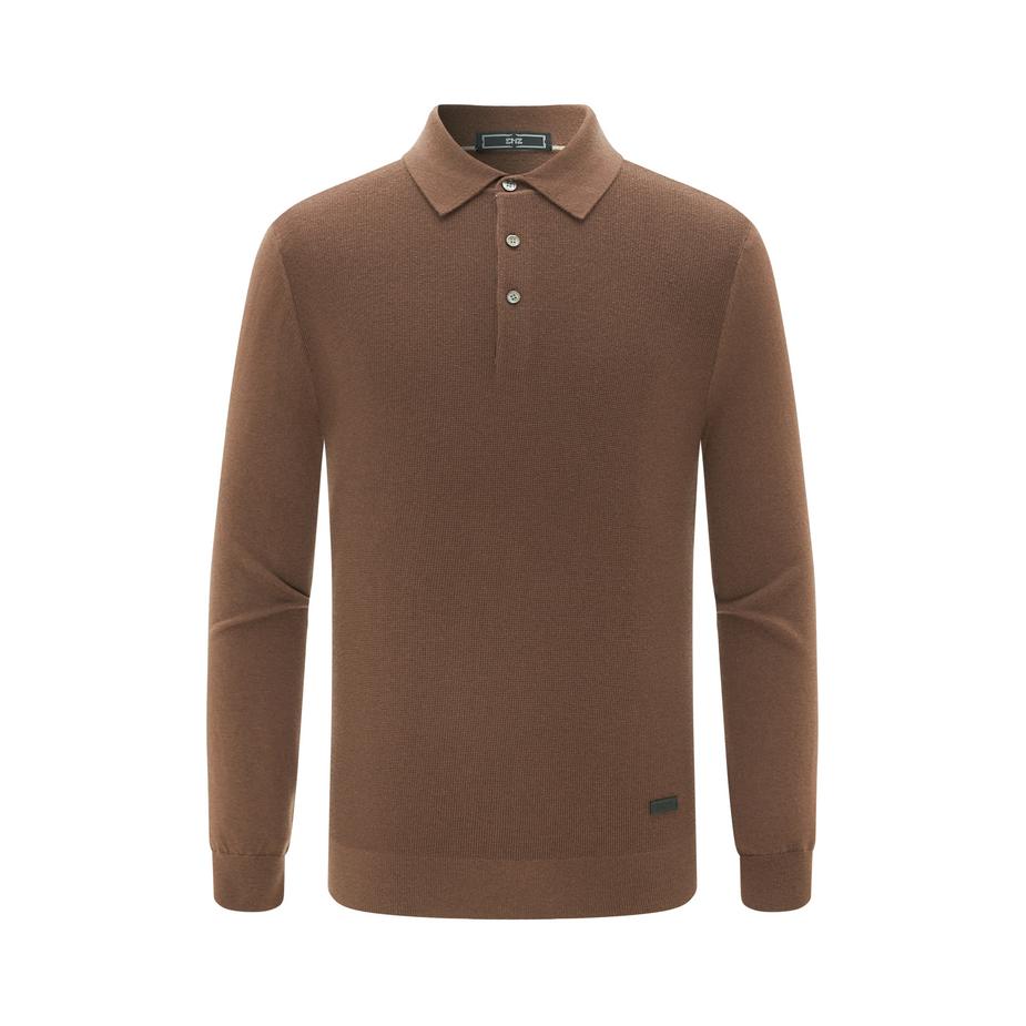 推荐商品：EMZ 保暖Polo领纯羊毛长袖毛衣 9D7500801 深咖