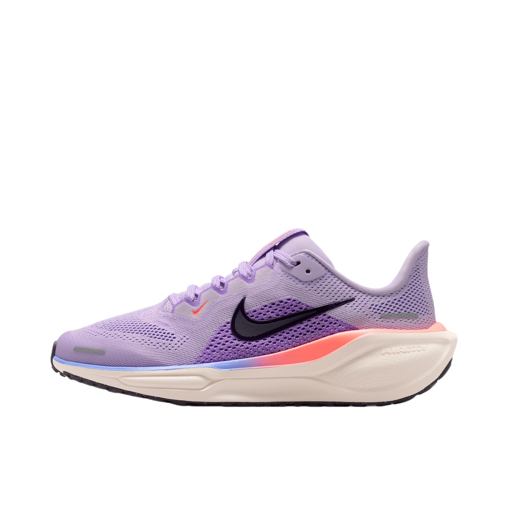 推荐商品：Nike Air Zoom Pegasus 41 飞马 跑鞋 ReactX泡绵缓震透气轻便回弹训练防滑马拉松短跑支撑贴合耐用 大童/薄雾紫/王朝紫/亮紫色/宝石蓝
