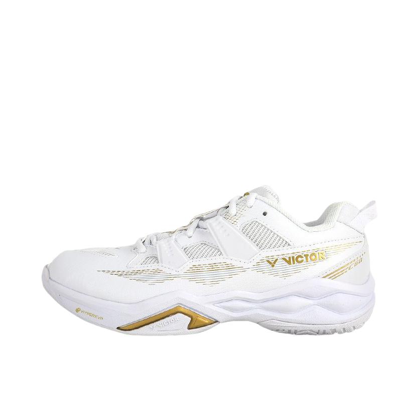 推荐商品：VICTOR/威克多 胜利C60 羽毛球鞋 减震防滑透气抗扭强力缓震稳固 白色/艳金色