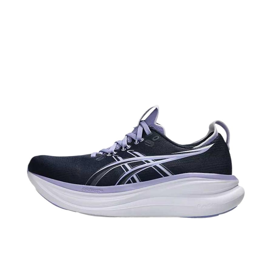 推荐商品：Asics/亚瑟士 GEL-NIMBUS 28 跑鞋 百搭时尚舒适圆头减震回弹夜跑轻便贴合支撑网面抓地慢跑缓冲缓震马拉松训练防滑冬季稳定竞速增高通勤鞋 午夜/蓝铃花