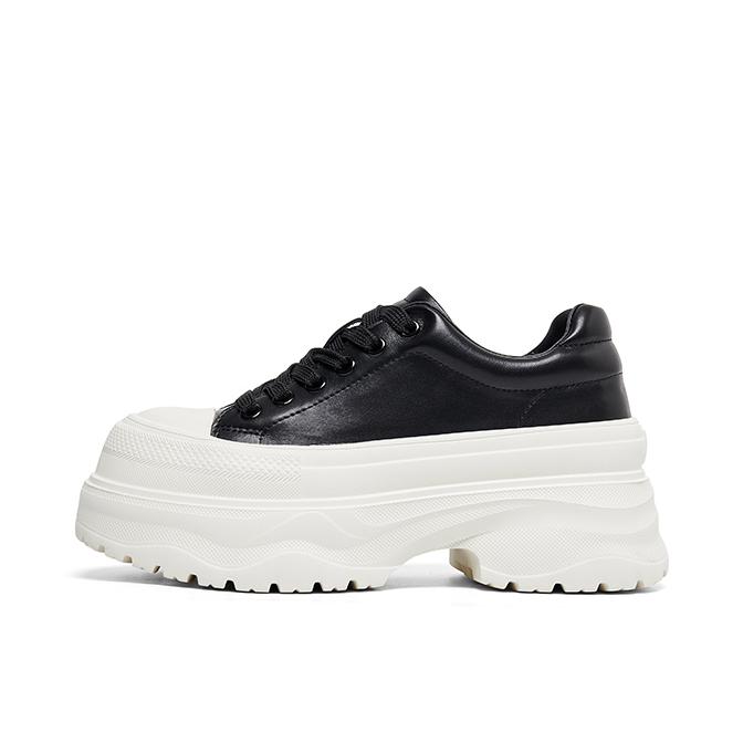 推荐商品：Lee Cooper 松糕鞋 运动休闲鞋 真皮厚底轻便时尚 LCQBCA2251539 女款/墨夜黑