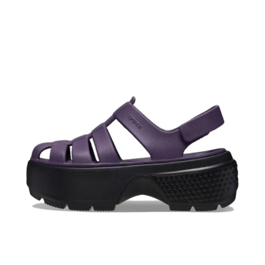 推荐商品：Crocs/卡骆驰 Stomp Fisherman 雪屋 舒适透气 轻便 后跟带 包头 时尚潮流 一脚穿 增高 简约百搭 沙滩 凉鞋 洞洞鞋 209938 女款/深鸢尾紫