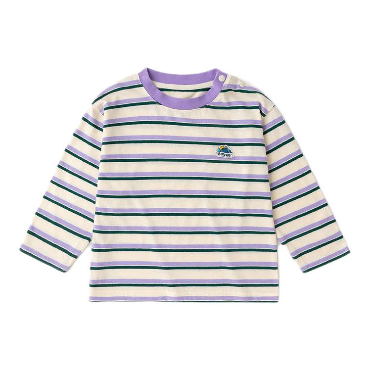 推荐商品：嘟嘟家童装 韩版条纹圆领长袖T恤 小童 F4CCT031 紫