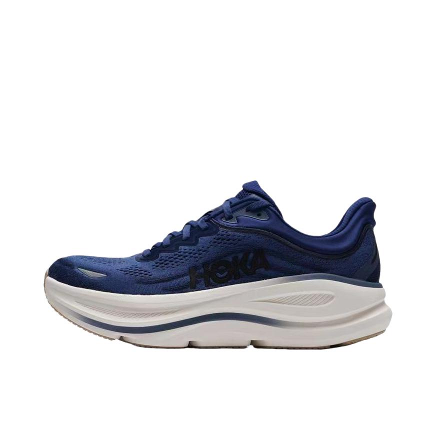 推荐商品：HOKA ONE ONE Bondi 9 越野跑鞋 防滑耐磨缓震透气低帮舒适百搭 深蓝色/白色