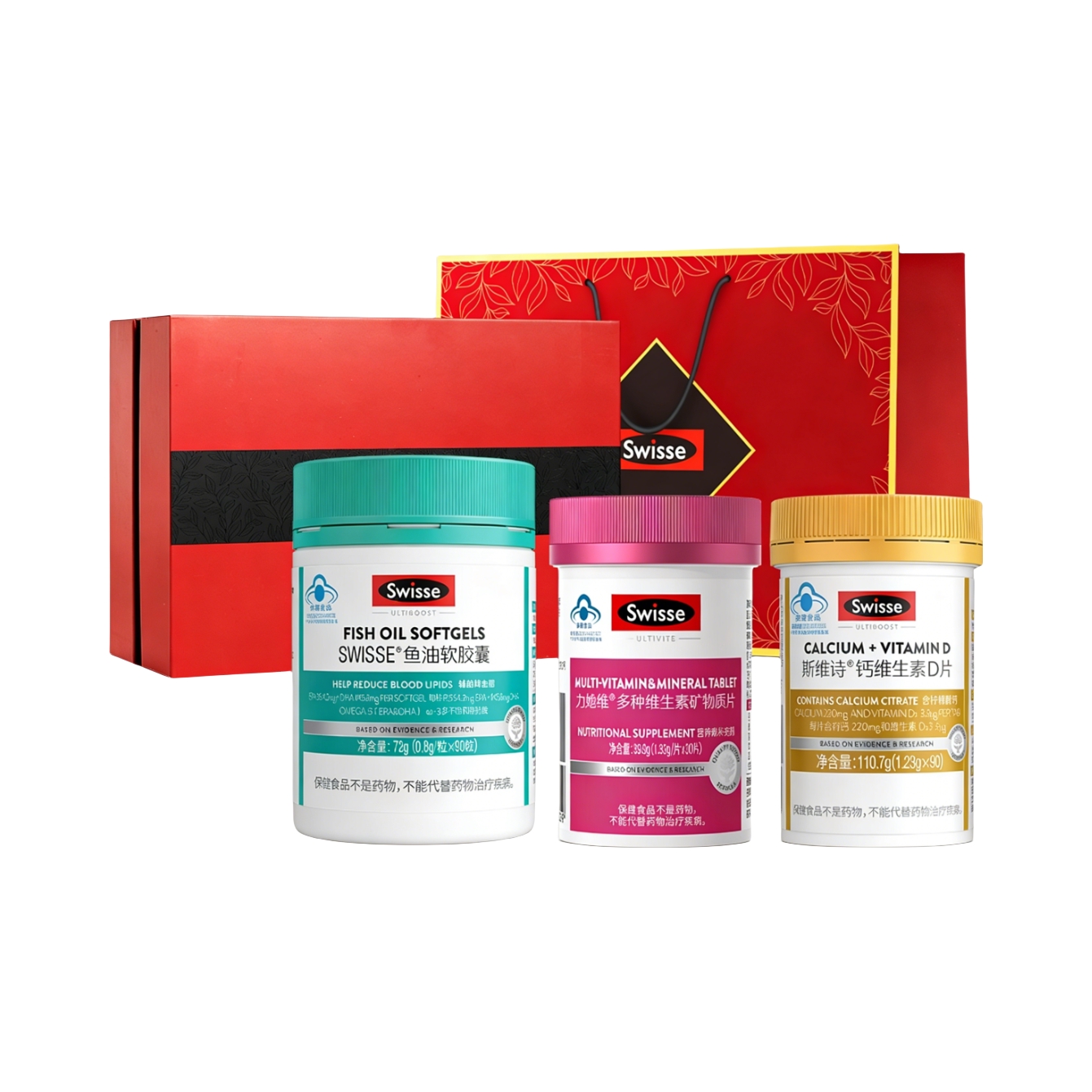 推荐商品：Swisse/斯维诗 鱼油软胶囊+力她维 多种维生素矿物质片+钙维生素D片 礼盒装