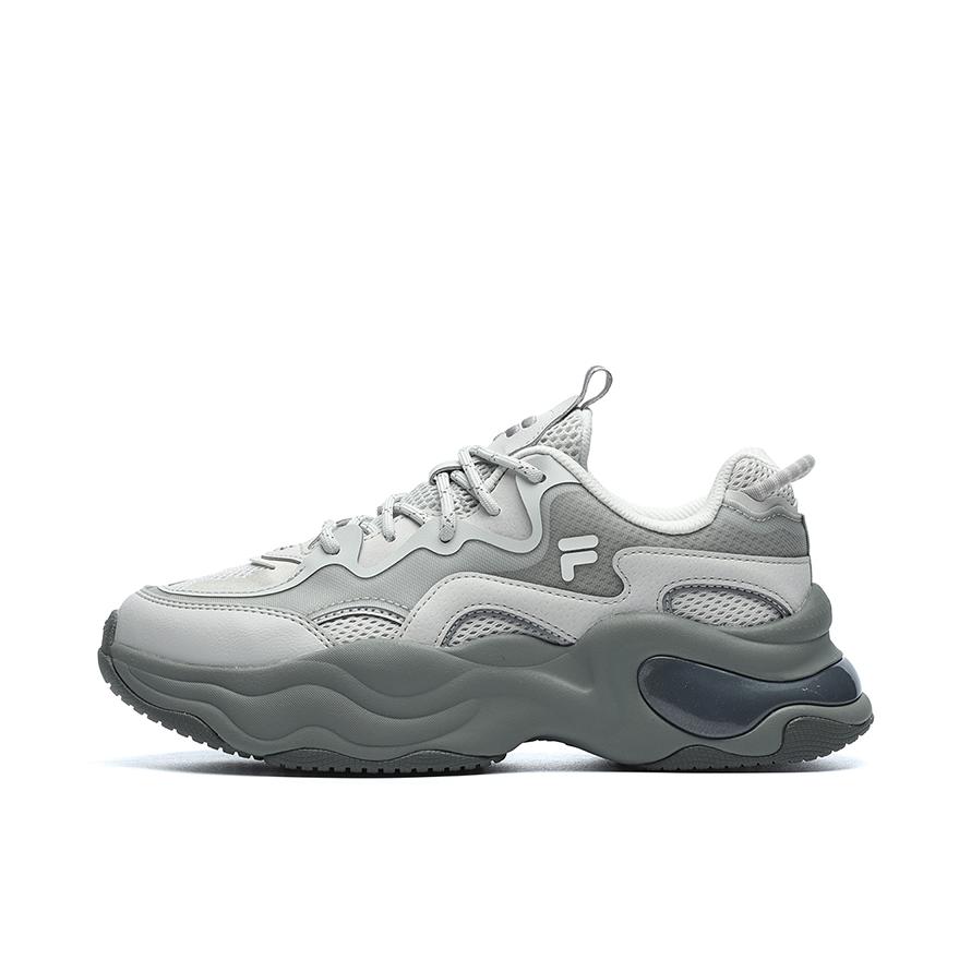 推荐商品：FILA/斐乐 Bubble 泡泡 防滑耐磨 复古 透气 舒适减震 厚底增高 运动 织物 防水 合成革 波浪 老爹鞋 女款/南极灰/月光灰