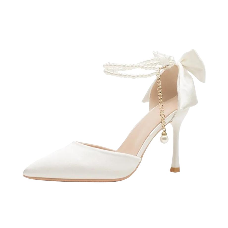 推荐商品：小鹿米利 高跟鞋 裙子中空绑带 WHF-K-358015 白色