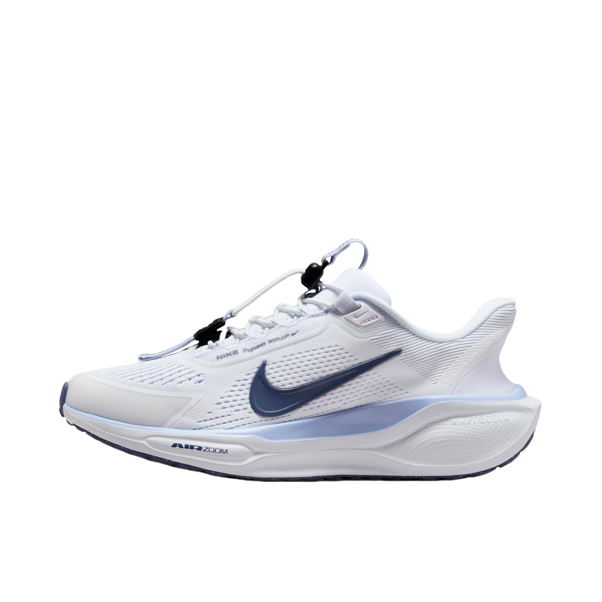 推荐商品：Nike Pegasus Easyon 防滑耐磨 舒适透气 易穿脱 跑鞋 女款/白色/芬蓝色/铝蓝色/足球灰