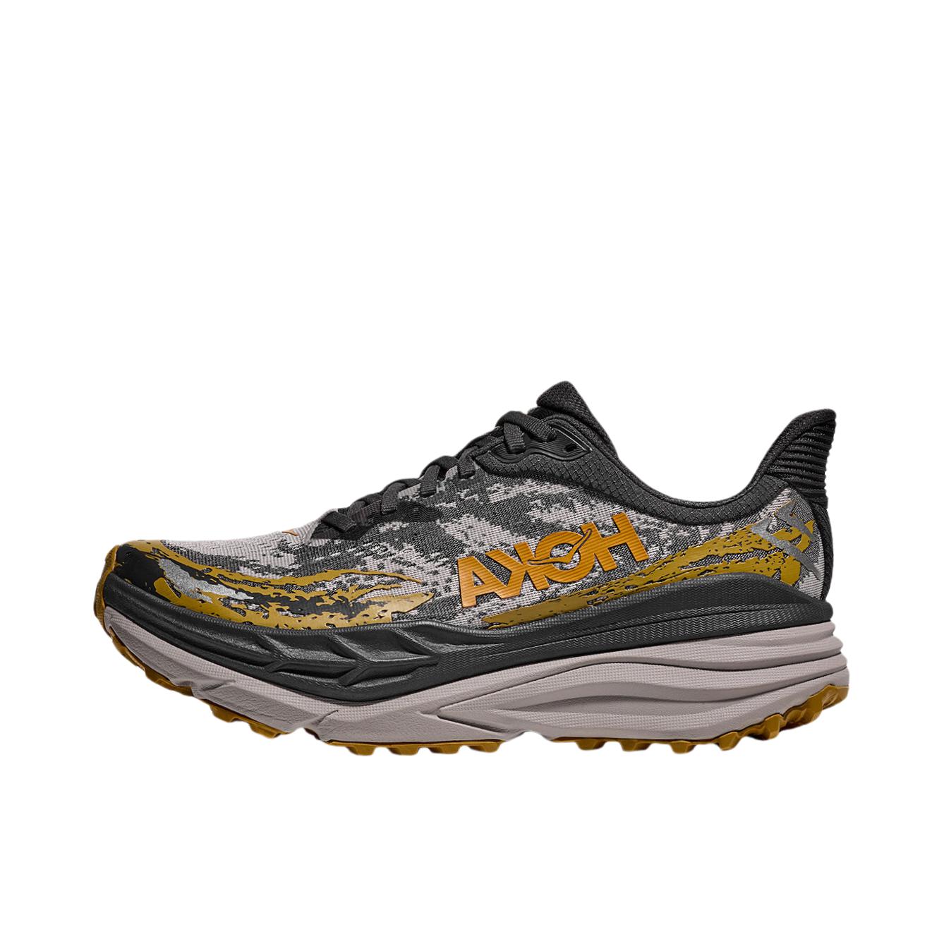 推荐商品：HOKA ONE ONE  Stinson 7  抓地支撑 缓震耐磨 缓冲 透气 圆头 织物 全地形 斯廷森 7 跑鞋 黑色/岩屑灰