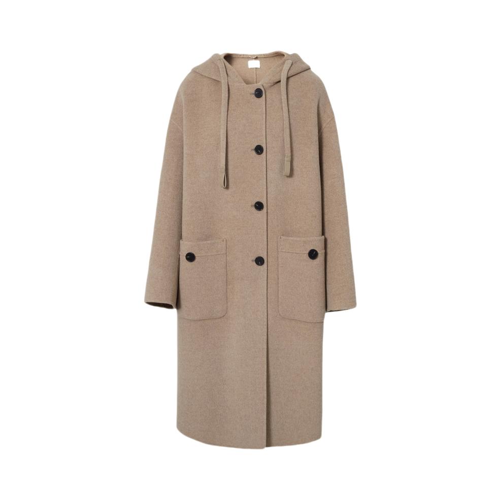 推荐商品：伊芙丽 单排扣连帽耐磨毛呢外套 女装 1G9970641 灰驼