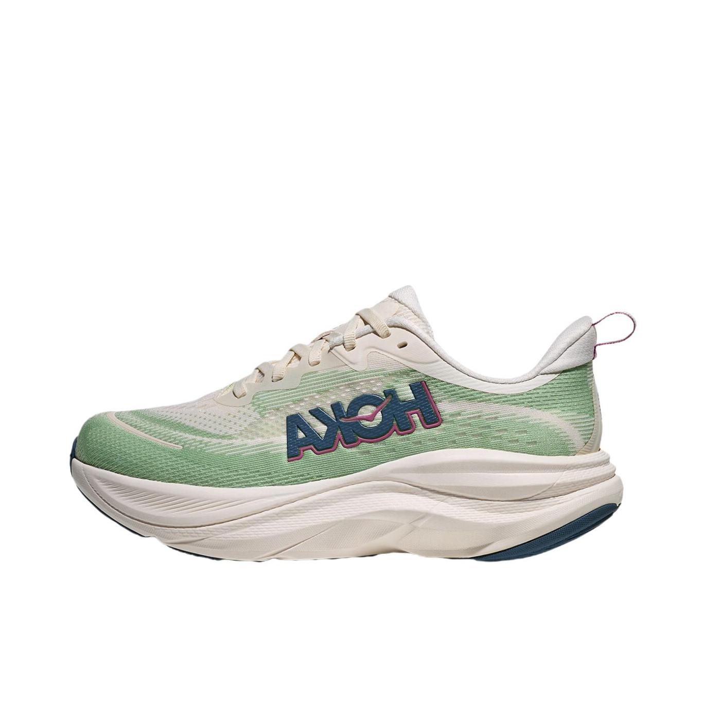 推荐商品：HOKA ONE ONE SKYFLOW 缓震回弹 防滑耐磨 舒适透气 公路 系带 稳定 跑鞋 雅石白/复古绿