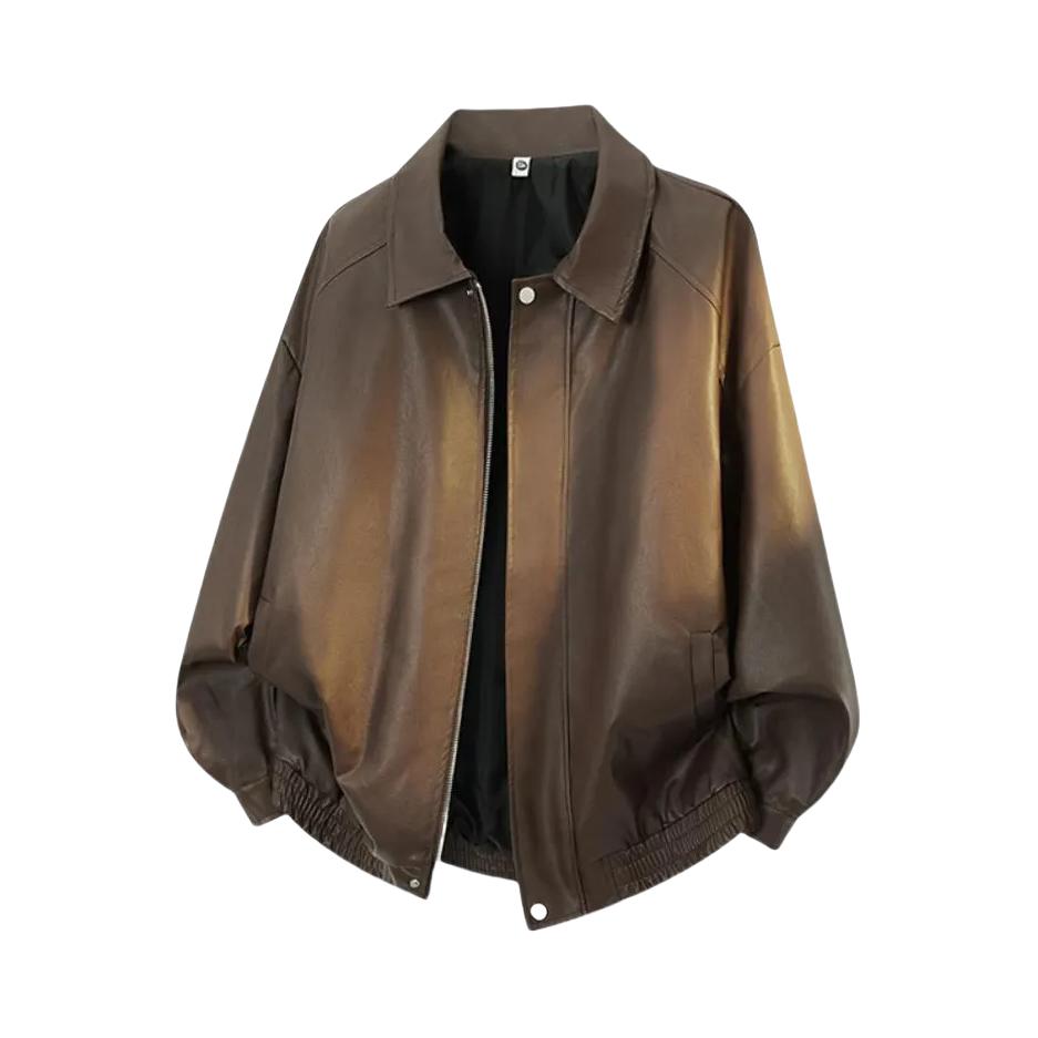 推荐商品：Pirkadat 2026AW 美式复古拉链翻领皮衣 PT-DJSQ2499 咖