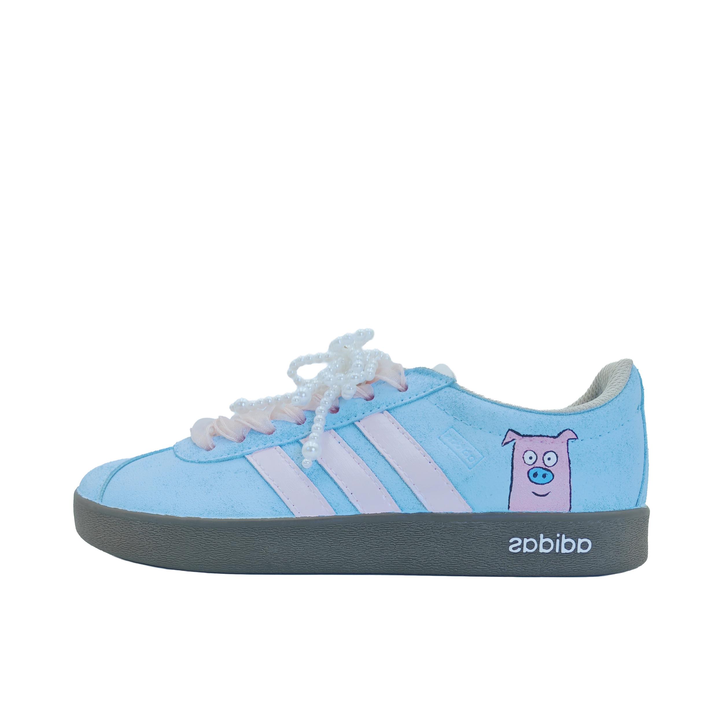 推荐商品：【定制球鞋】Adidas neo VL Court 2.0 德训鞋 板鞋 复古轻便耐磨芭蕾风甜美文艺抗冲击性防水 国内/亚太版本/糖果/蓝色/粉色