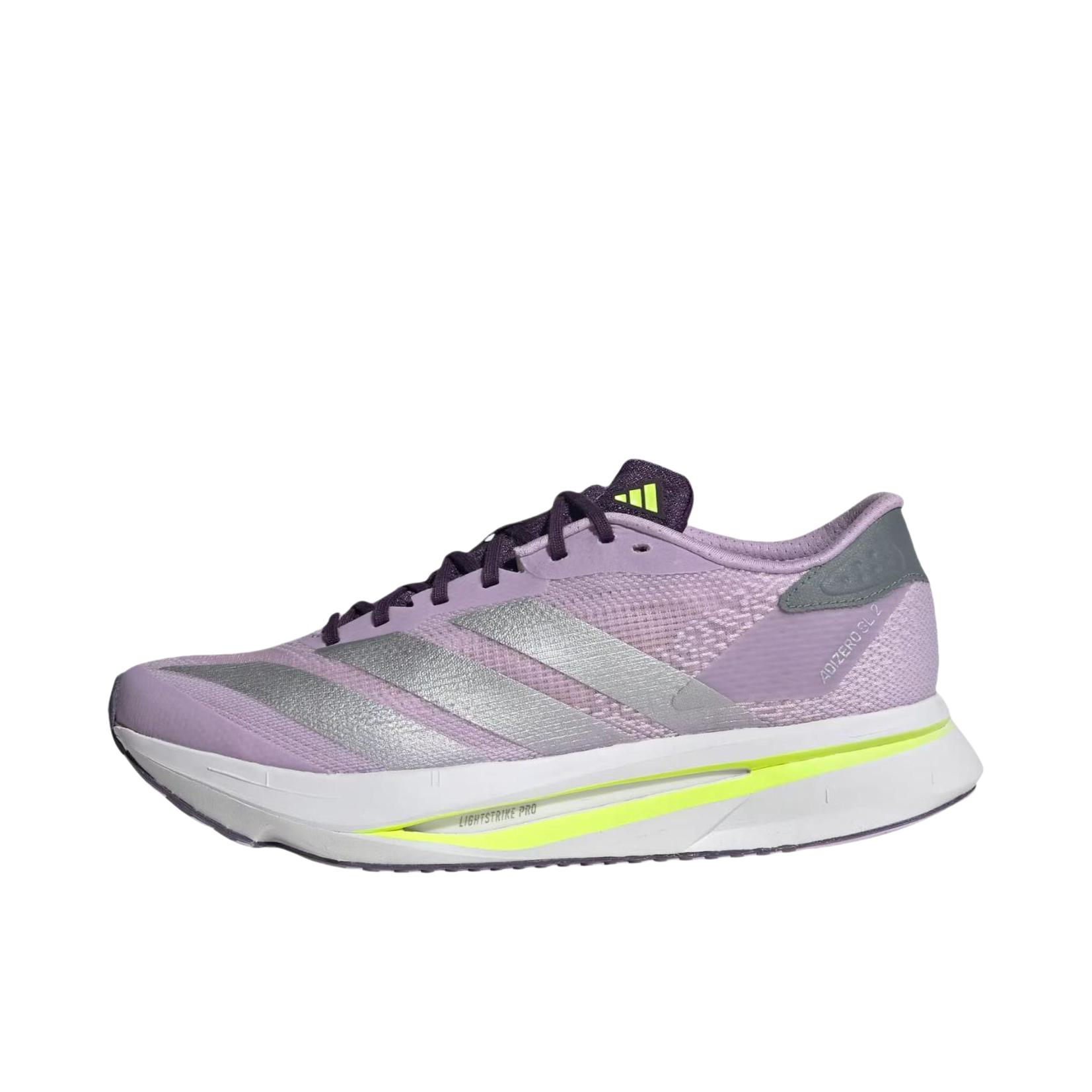 推荐商品：adidas Adizero Sl 2 跑鞋 轻便缓震支撑马拉松闪充长跑备赛体测训练防滑竞速贴合 紫色/白色