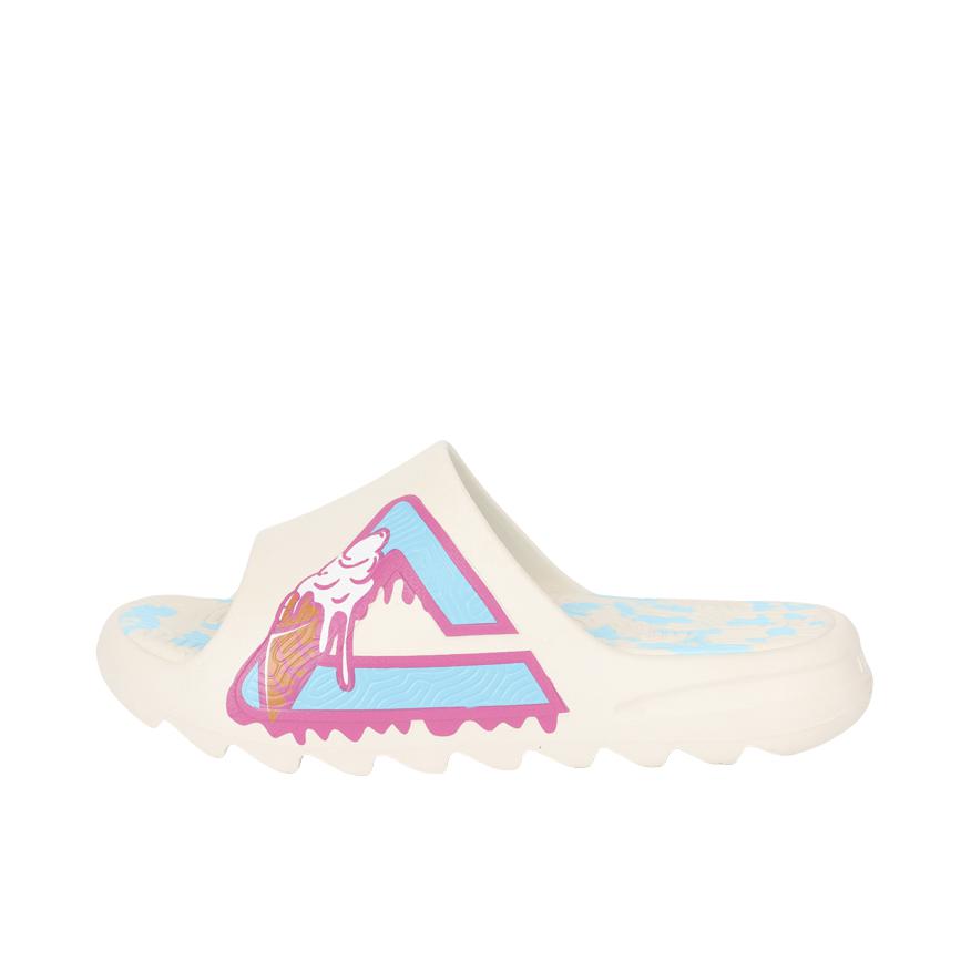 推荐商品：匹克 态极PRO 拖鞋 经典运动休闲百搭时尚舒适潮流皮革拼接涂鸦防磨耐磨静音一字拖软弹防滑 米白色/玫红色