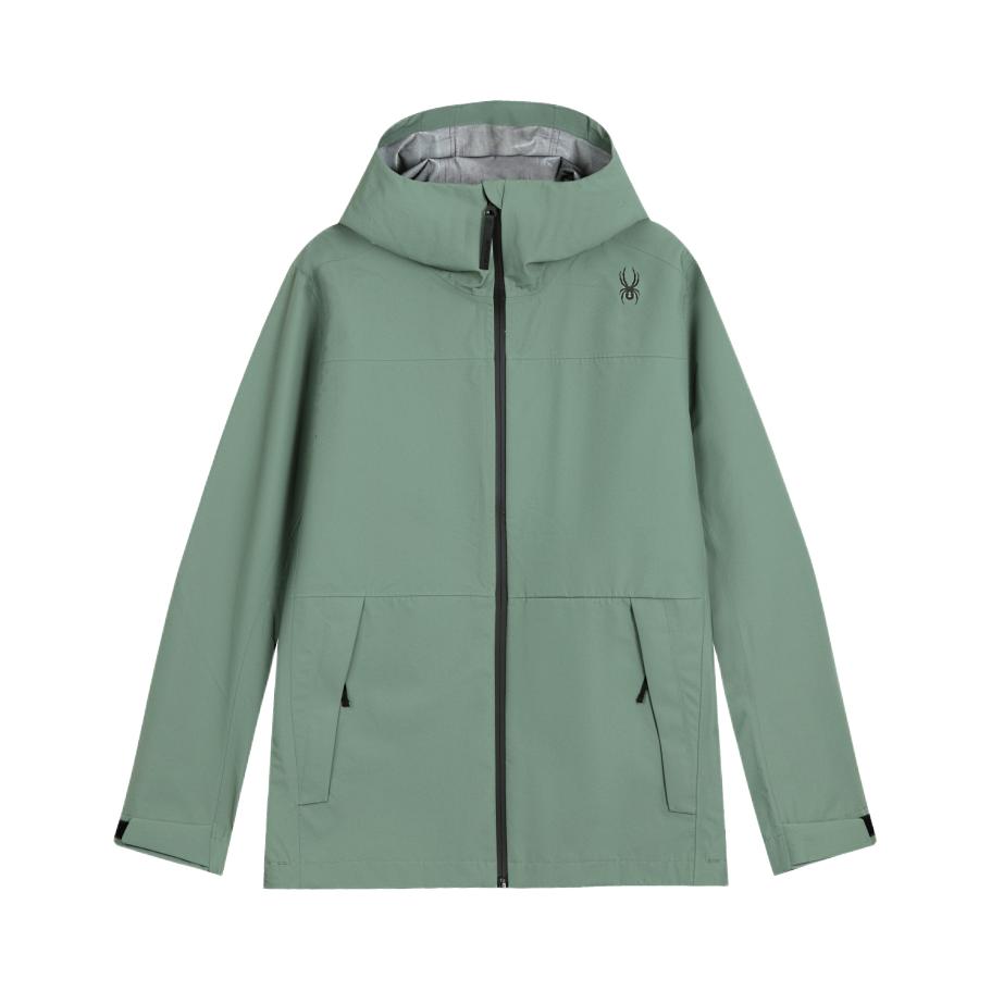 推荐商品：spyder 防风防水拉链连帽耐磨透气冲锋衣 23EF133M 深棕绿