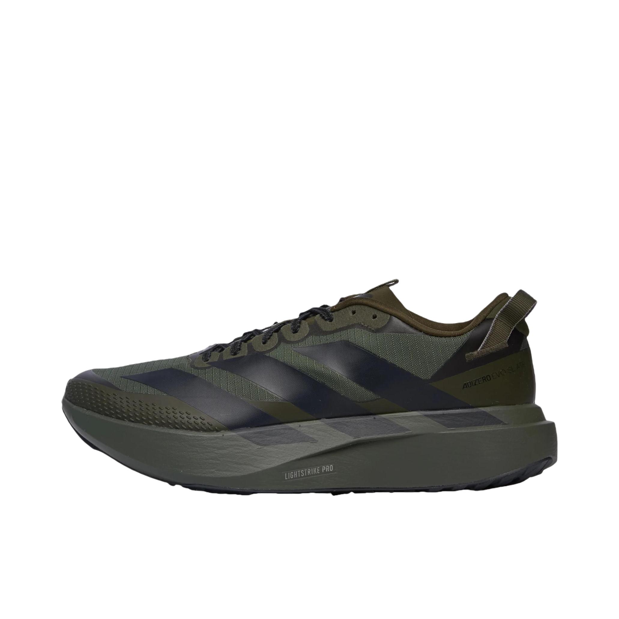 推荐商品：adidas ADIZERO EVO SL ATR 跑鞋 舒适百搭防滑耐磨防水回弹网布贴合支撑 绿色/黑色