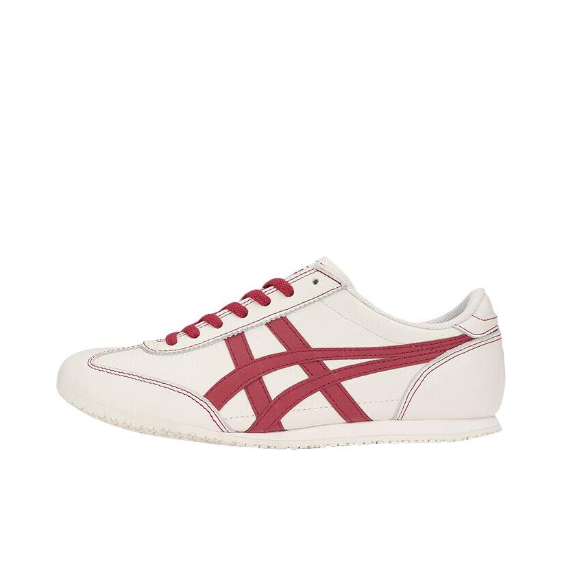 推荐商品：Onitsuka Tiger 鬼冢虎 Machu Race 运动休闲鞋 时尚百搭复古轻便生活合成革织物减震防滑耐磨低帮 奶白色/红色