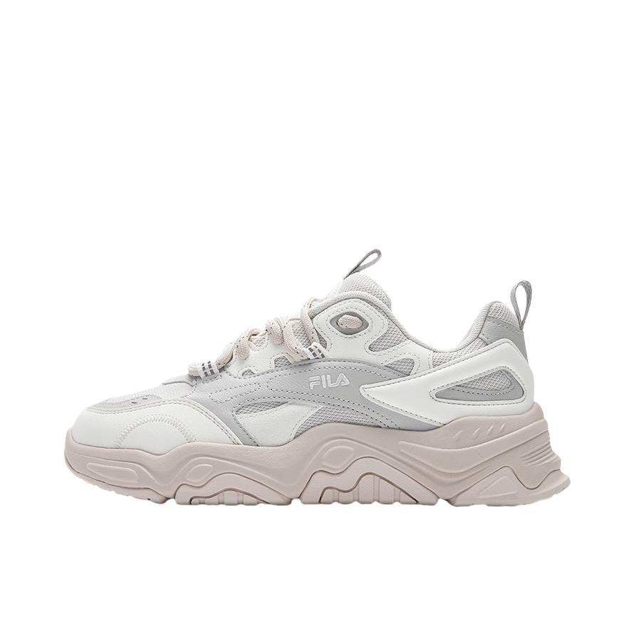推荐商品：FILA/斐乐 ORIGINALE 老爹鞋 休闲低帮系带包裹性减震复古轻便 女款/亮灰色/雪白色