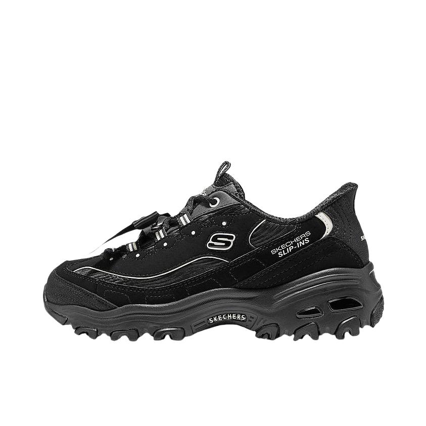 推荐商品：Skechers/斯凯奇 SPORT WOMENS 老爹鞋 闪穿鞋 百搭绑带休闲一脚蹬 女款/全黑色