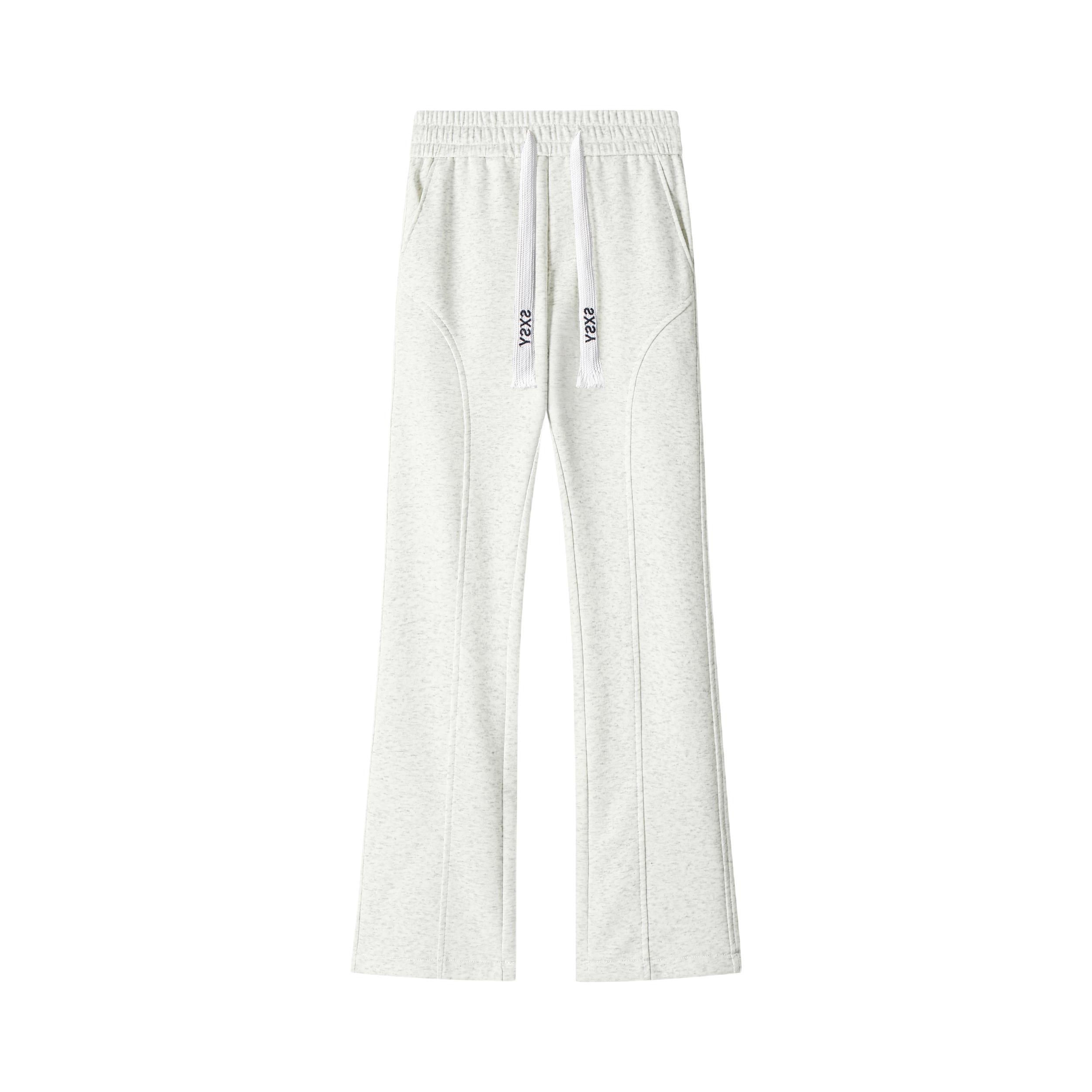 推荐商品：SXSY 美式复古微喇针织休闲长裤 SXS-JCDM-K24132-S2 白灰