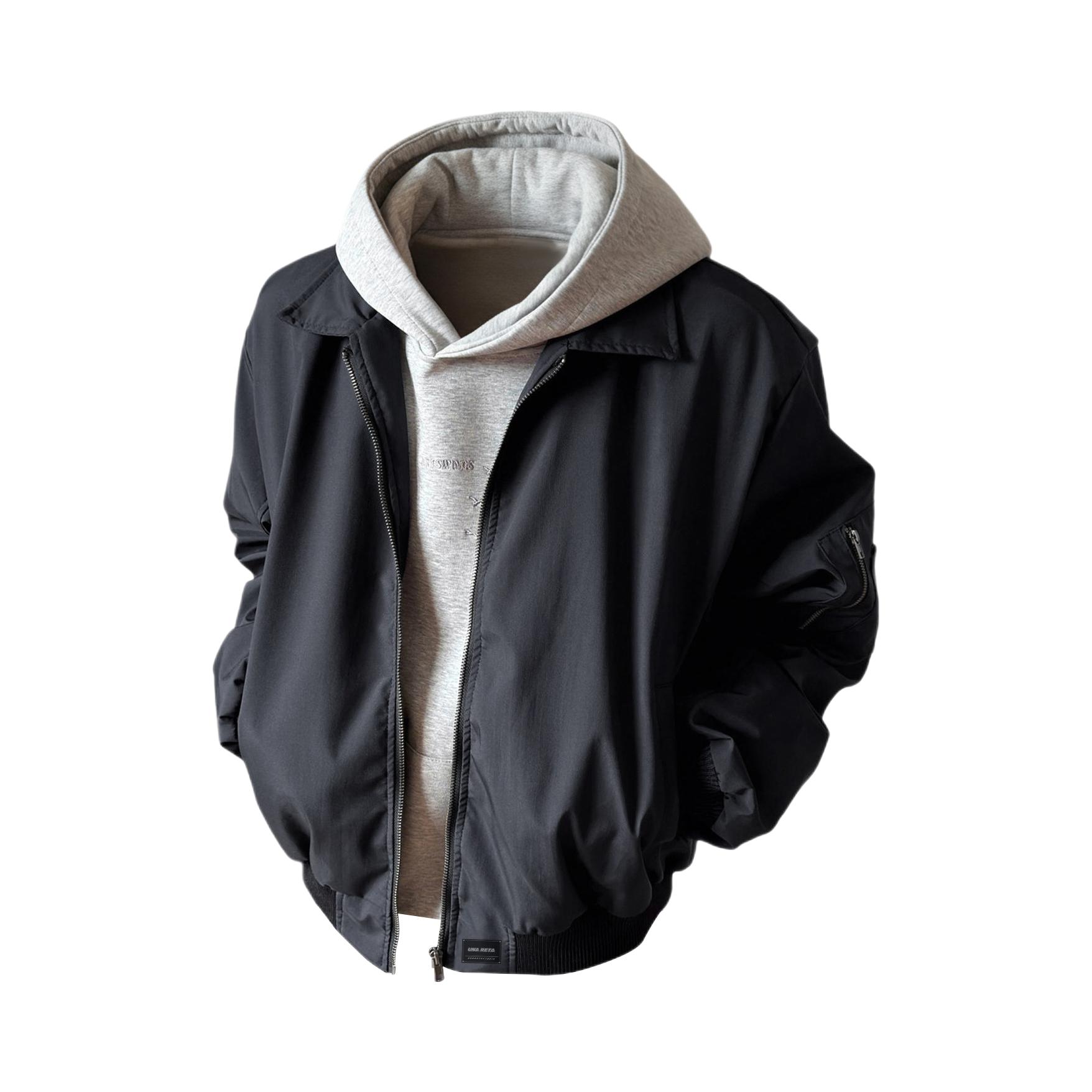 推荐商品：UNA RETA 加厚美式翻领工装棉服 UR-GTJK03-72 黑/夹克款