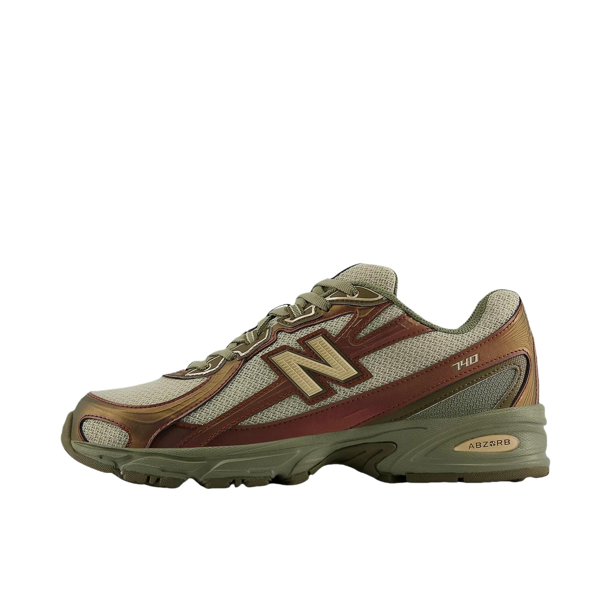 推荐商品：New Balance 740 跑鞋 增高防滑耐磨透气低帮系带拼接圆头千禧风贴合支撑耐穿 D宽/棕色/绿色