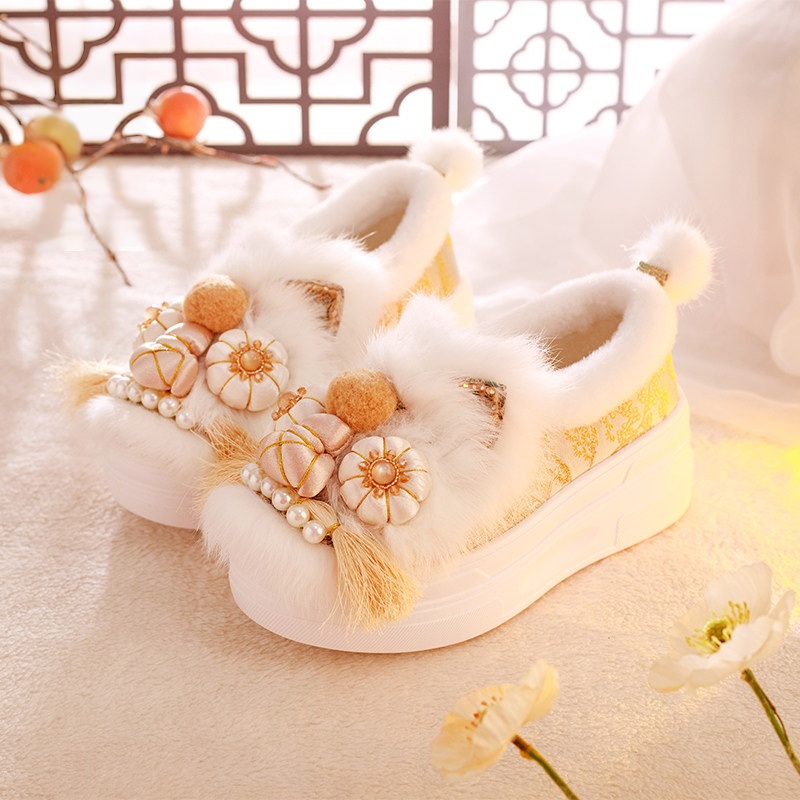 推荐商品：虎头鞋 棉鞋 原创加绒卡通 638-12 加绒/女款/狮毛虎/白色