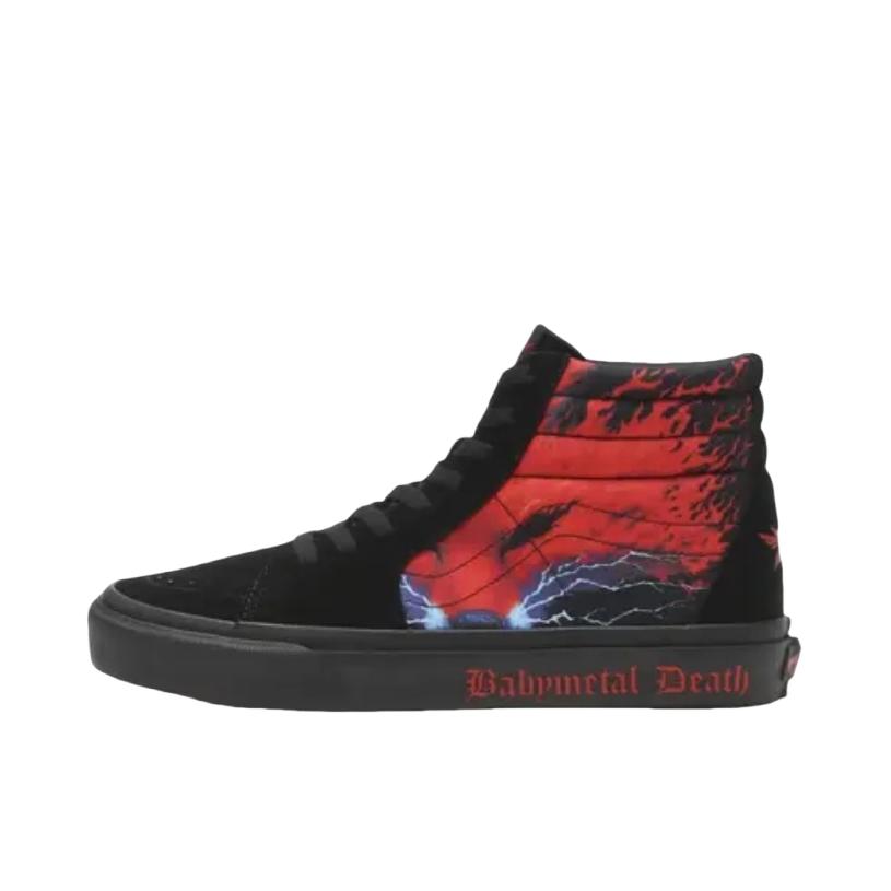 推荐商品：Vans/范斯 SK8-Hi 板鞋 潮流经典拼接复古街头厚底 babymetal联名/黑色/红色