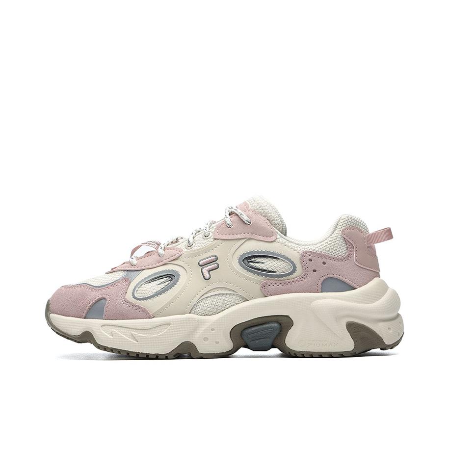 推荐商品：FILA/斐乐 Fusion Raccoon 浣熊 缓震耐磨 网面透气 时尚潮流 运动休闲鞋 女款/米色/雾玫瑰