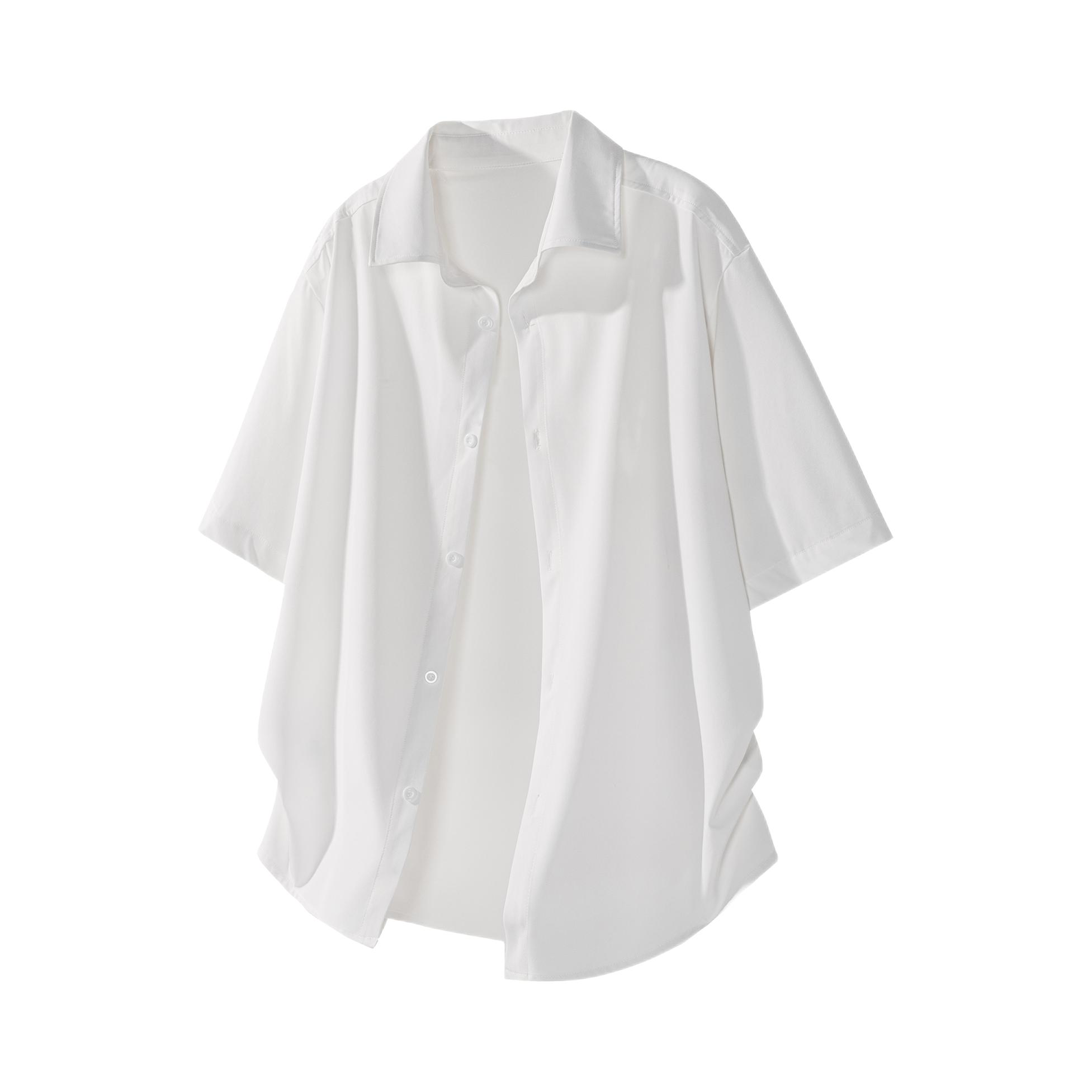 推荐商品：DEAR BETSY 纯色翻领透气短袖衬衫 HC25606 白