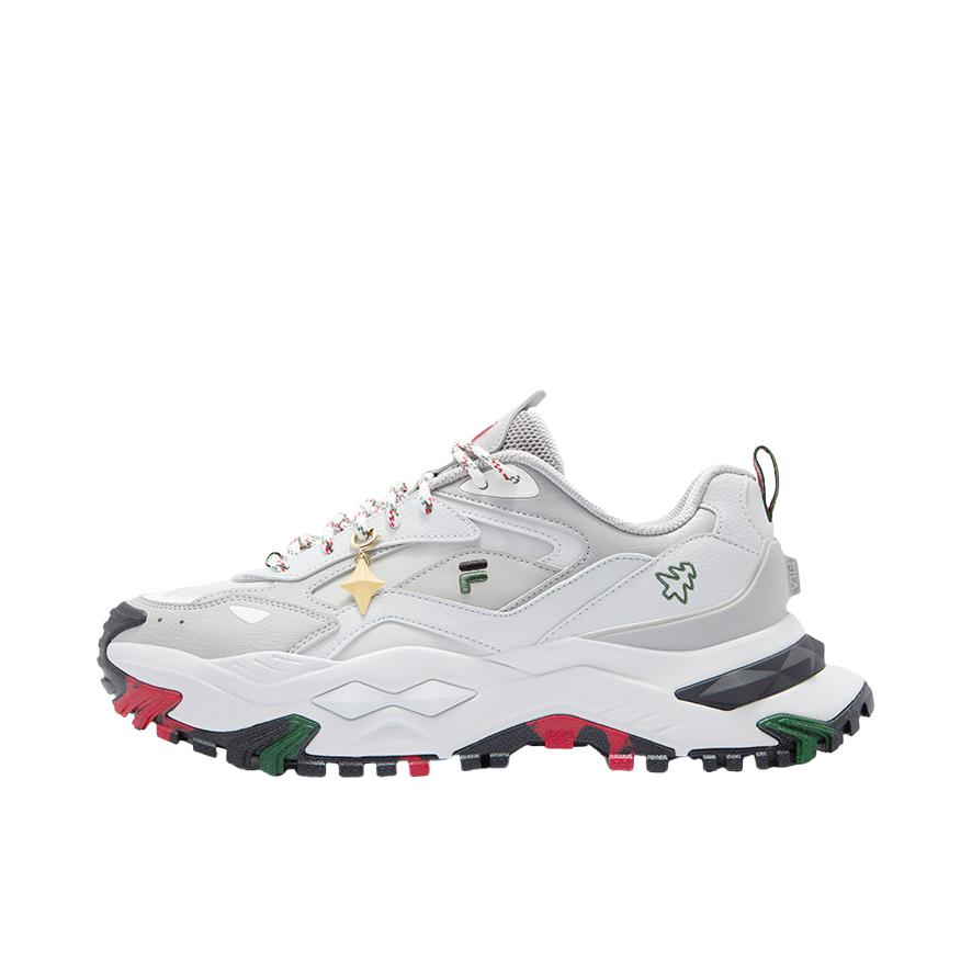 推荐商品：FILA/斐乐 FUSION 老爹鞋 圣诞情侣厚底增高冬季贴合减震轻便 黄昏灰/白兰鸽灰