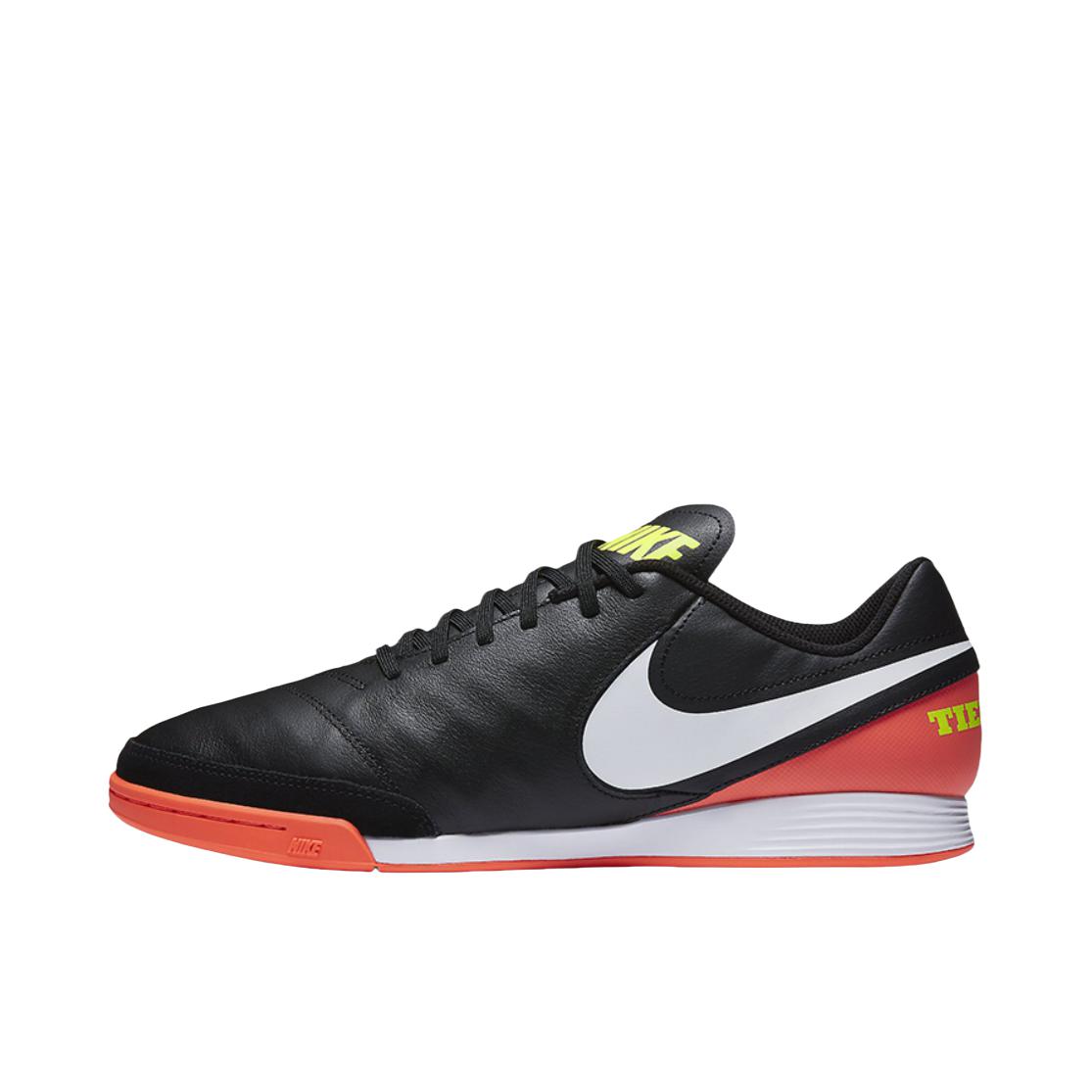 推荐商品：Nike Tiempo Genio 2 Leather IC 平底 室内 足球鞋 黑色/白色/橙色