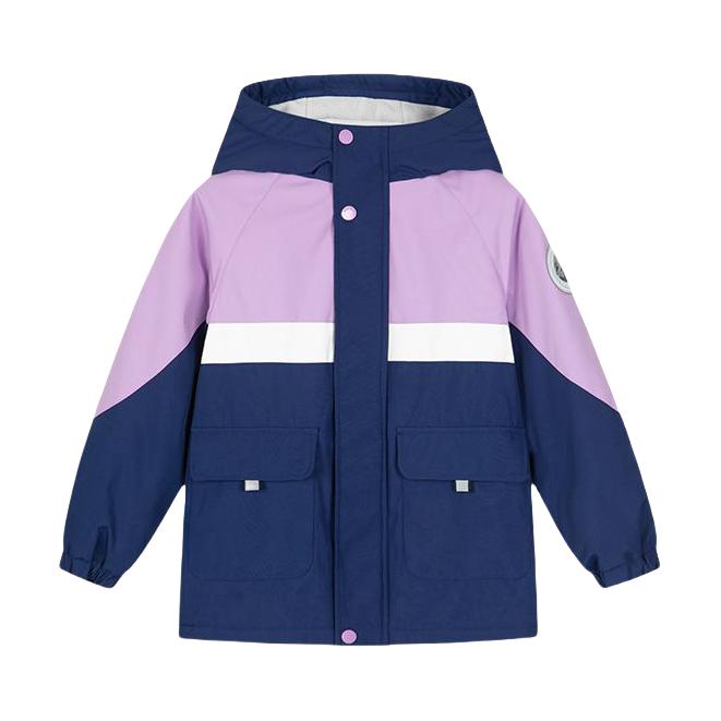推荐商品：souhait/水孩儿童装 保暖加绒拼色连帽冲锋衣 中大童 深紫