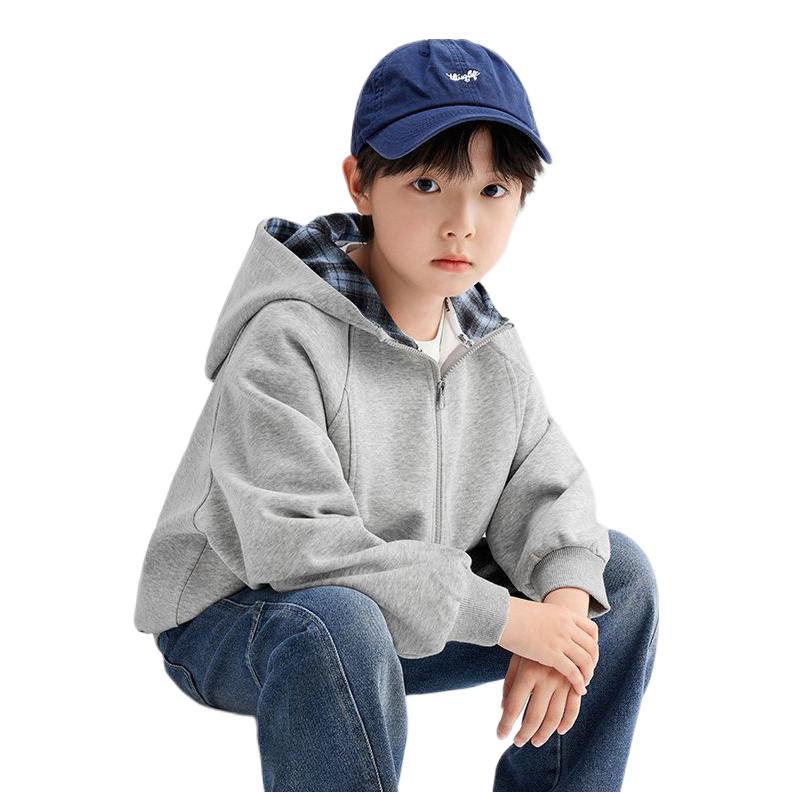 推荐商品：zosee/左西童装 耐磨透气连帽卫衣 男中大童 灰